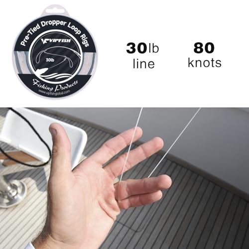 80 Pre-Tied Dropper Loops, 30LB Monofilament Fishing Line, 16 Inch Spacing with 5-6 Inch Loop, Saltwater Freshwater Fishing Leader Rigs for Bottom Fishing