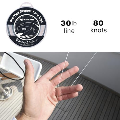 80 Pre-Tied Dropper Loops, 40LB Monofilament Fishing Line, 14 Inch Spacing with 5-6 Inch Loop, Saltwater Freshwater Fishing Leader Rigs for Bottom Fishing