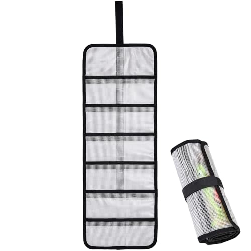 Roll Up Fishing Lure Wraps Set-Durable Lure Bag 6 Pocket PVC Protective Cover Saltwater Hook Covers Fabric Lure Protector Trolling Lure Tackle Box - color: Clear 1-pack, size: 25" X 9"
