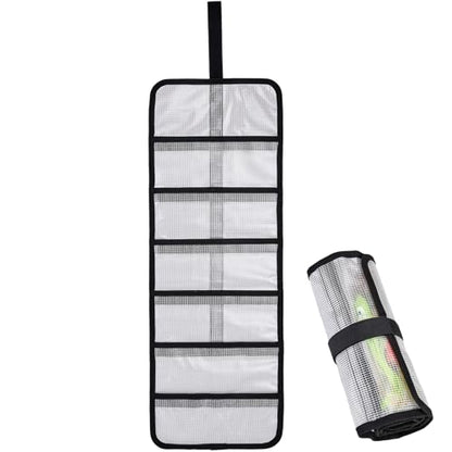 Roll Up Fishing Lure Wraps Set-Durable Lure Bag 6 Pocket PVC Protective Cover Saltwater Hook Covers Fabric Lure Protector Trolling Lure Tackle Box - color: Clear 1-pack, size: 25" X 9"