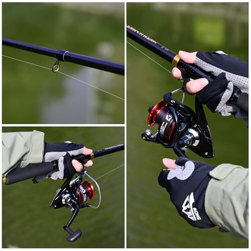 6.89ft Fishing Rod and Reel Combo, 2PCS Telescopic Carbon Fiber Fishing Rod, Spinning Reels *2, Fishing Line *2, Fishing Hooks Bait Set, Portable Fishing Pole Set with Carrier Bag