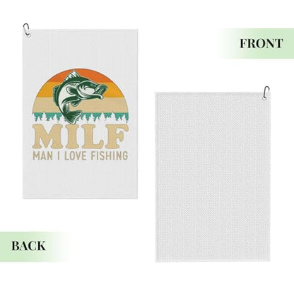 Fishing Microfiber Golf Towel, 16x24 Waffle Pattern with Carabiner Clip, Tri-Fold Large Golf Ball Towels, Golf Bag Accessories for Men Women, Golf Gift