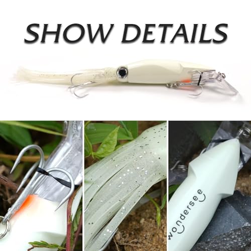 Wondersee Squid Fishing Bait Soft Hard Lures Kit Swimbait Crankbait Jig Simulation Weighted Holographic 4 PCS - color: light green