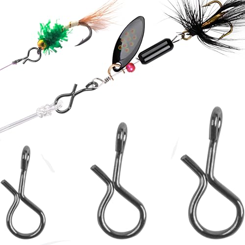 Quick Fly Fishing Snaps, 150pcs Stainless Steel No Knot Fast Snaps Quick Lure Change Clips for Flies Jigs Lures - size: Size M-0.33"-150pcs