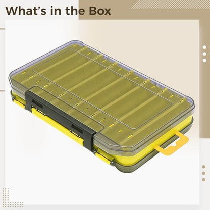 Waterproof Tackle Box With Handle, Double Sided Lure Storage Box 14 Compartments, Clear 7.8 X 5.3 X 1.4 In