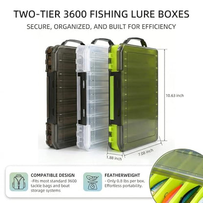 Fishing Tackle Boxes Lure Organizer: 2 Packs Hard Bait Storage Box - Double Sided Fishing Lure Case with 14 Compartments Container (Grey, L) - color: Grey