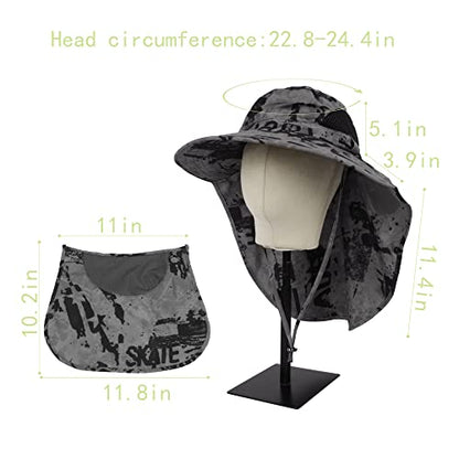 Unisex Outdoor Work Sunhat with Face Neck Flap UV Protection for Fishing Hiking Mountaineering Garden - color: Gray
