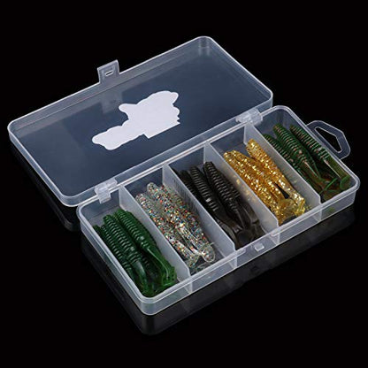 RUNCL Anchor Box - Paddle Tail Swimbaits, Soft Jerk Baits, 20/40/50/60pcs Soft Fishing Lures, Curved Tail Grubs - 3D Lifelike Eyes, Split/Boot/Curved/Straight/Thin Tail - 1/2/3/4/5in, Proven Colors - color: H - Paddle Tail (2-1/2in, 40pcs)