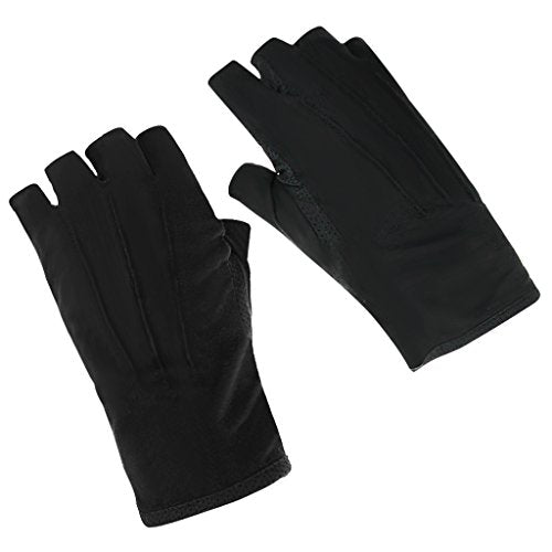 JIAHG Women Men's Driving Gloves Summer UV Sun Glove Non Slip Touchscreen Cotton Gloves Outdoor Sunblock Mittens for Cycling - color: Cotton-black half finger