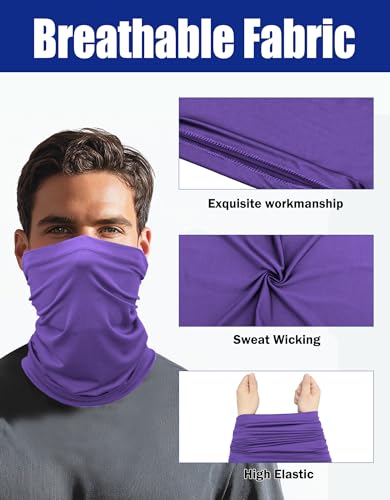 JHYWELL Cooling Neck Gaiter Face Mask, UV Protection Masks Gator, Windproof Bandana for Skiing, Fishing, Hiking, Cycling - color: Purple Pack