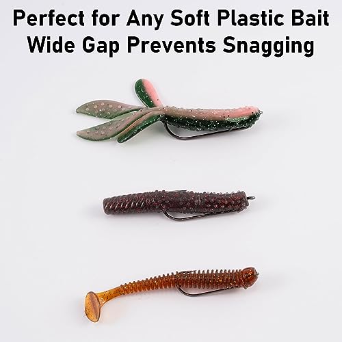 Dr.Fish 100 Pack Round Bend Worm Hooks, Freshwater Bass Fishing EWG Hooks, Carolina Rig/Texas Rig - size: #4-100Pack
