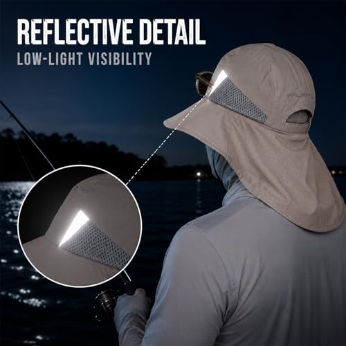 Palmyth Fishing Hat Wide Brim Sun Hat with Neck Flap & Sunglasses Storage | Sun Protection, Adjustable Fit, Breathable Mesh & Sweatband, Foldable, For Men & Women - color: Sand