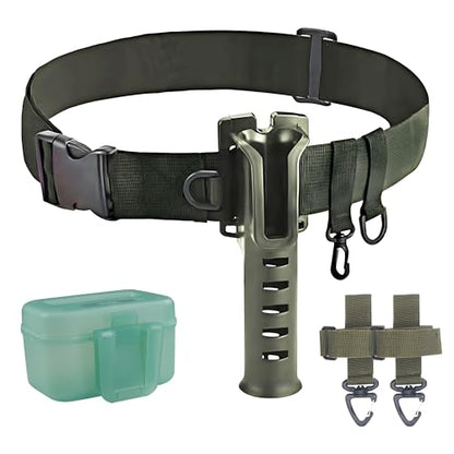 Fishing Rod Holder Adjustable Wader Fishing Waist Belt, Wading Belt Rod Holder for Casting Fly and Rock Fishing Rod, Fishing Rod Belt with Portable Pole Inserter Wading Belts