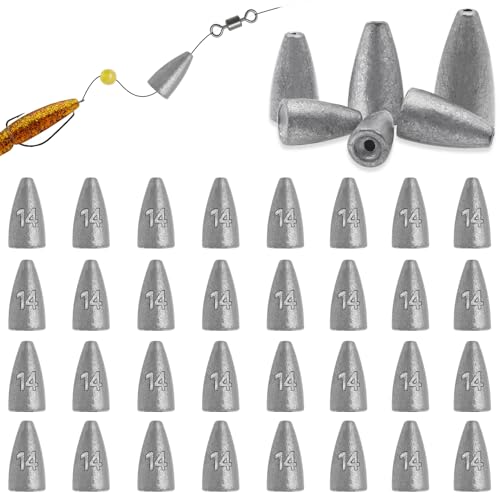 30Pcs Bullet Fishing Weights Fishing Worm Weights Sliding Fishing Sinkers for Bass Fishing Saltwater Freshwater 1/16oz to 1/2oz - size: 1/2oz-30pcs