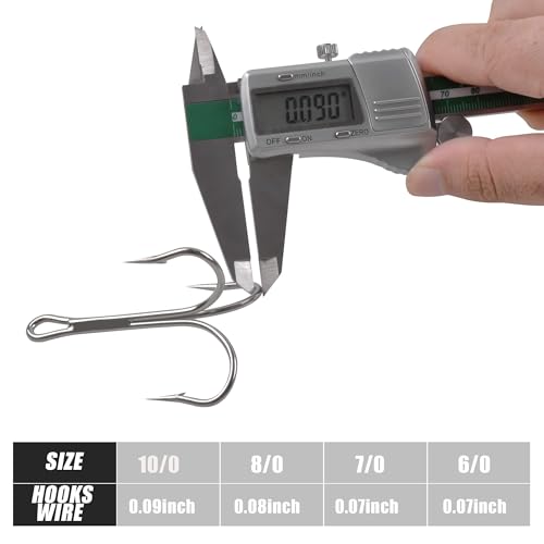 15/30pcs Classic Treble Fishing Hooks Large Size Silver Triple Barbed Fish Hook Strong Sharp Saltwater Fishing Hooks Size 4/0 6/0 7/0 8/0 9/0 10/0 - size: 10/0 - 30pcs