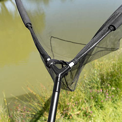 Atlas 42 Inch Landing Net - Fishing | 2-Part Carp Carbon Handle Long-Lasting Accessories Black