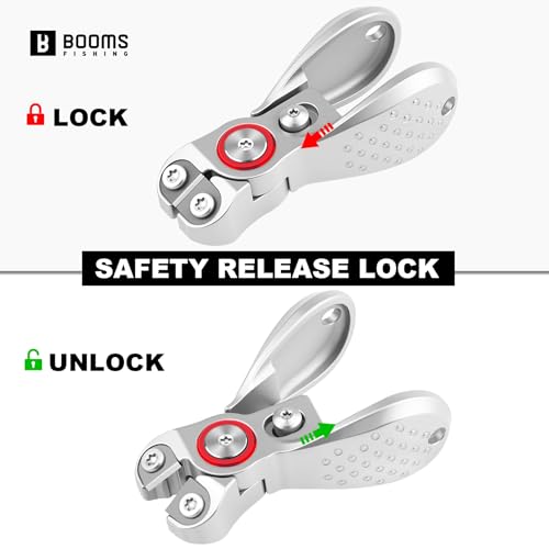 Booms Fishing Line Cutter with Retractor: Mini Fishing Scissors for Braided Line - Stainless Steel Fishing Clippers & Nippers with Safety Release Lock - Fly Tying Scissors for Men, LC1