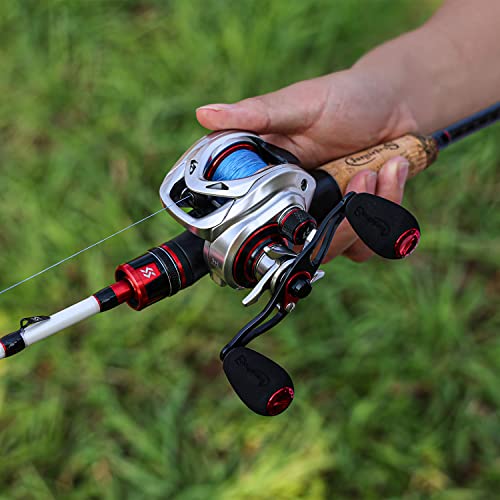 Sougayilang Baitcasting Reel – Lightweight Graphite Frame – 9 + 1 Anti-Reverse Ball Bearings, 8.0:1 High-Speed Gear Ratio Fishing Reel - color: Left-8.0:1
