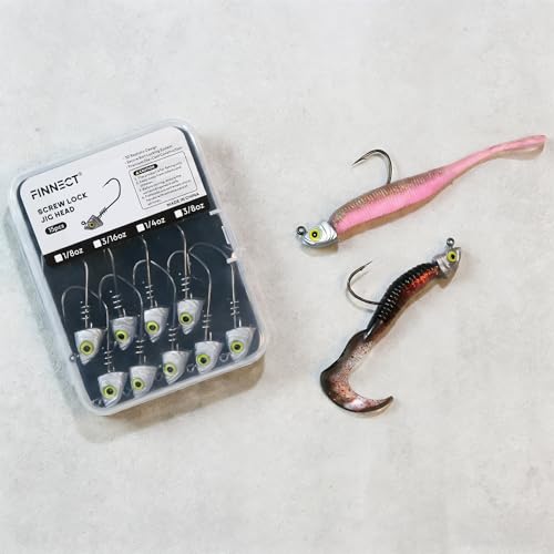 Screw Lock Swimbait Jig Heads 15 Pack, 3D Chartreuse Eyes & Sharp Hooks, Lead Fishing Jigheads for Bass Fishing, 1/8oz, 3/16oz, 1/4oz, 3/8oz - size: 3/16oz-15Pcs