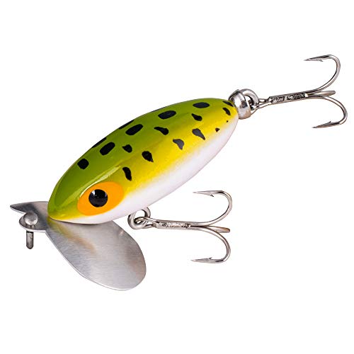 Arbogast Clicker Jitterbug Topwater Bass Fishing Lure, Excellent for Night Fishing, Frog White Belly, 2", 1/4 oz