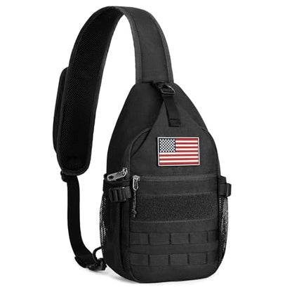 HALOVIE Anti-theft Sling Backpack RFID Crossbody Travel Daypack | Lightweight, Molle, Phone Pack, Hiking Trip Daily Use One Shoulder Bag, EDC Tactical Chest Side Pack Gift for Men - color: Black