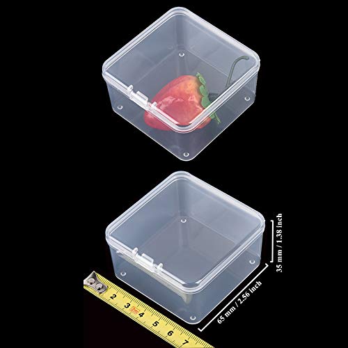 18 Pieces Square Empty Mini Clear Plastic Storage Box 2.56x2.56x1.38 inch | Hinged Lids, For Small Items, Craft Projects - size: 2.56 x 2.56 x 1.38 inch