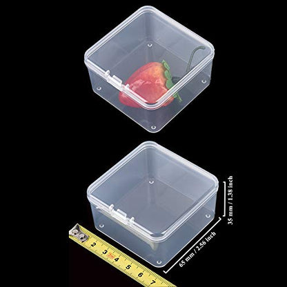 18 Pieces Square Empty Mini Clear Plastic Storage Box 2.56x2.56x1.38 inch | Hinged Lids, For Small Items, Craft Projects - size: 2.56 x 2.56 x 1.38 inch