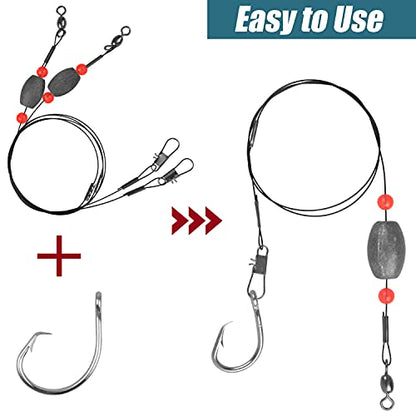 Saltwater Grouper Rigs Carolina & Bottom Surf Fishing Rigs with Egg Sinkers, Circle Hooks for Catfish Redfish Grouper Halibut Striper - size: 1oz Rig Kit