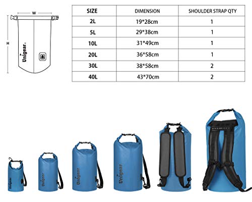 Unigear Dry Bag Waterproof, 2L/5L/10L/20L/30L/40L Floating and Lightweight Bags for Kayaking, Boating, Fishing, Swimming and Camping with Waterproof Phone Case - color: Sky Blue, size: 10L