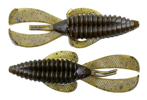 Phat Pak Baits - Swamp Monster Rage Bug Style Plastic Beaver Creature Bait Punching Bass Fishing Lure 20ct 4" - color: Green Pumpkin SP Black Flake