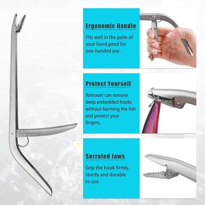 Fish Hook Remover, 1PCS/2PCS Premium Stainless Steel Fish Hook Remover Tool - Essential Fishing Pliers, with Strong Jaw Grip and Serrated Teeth,11-1/2 Inches - size: 2PCS