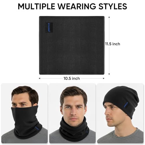 TICONN Neck Gaiter Face Cover Scarf, Neck Warmer Breathable Sun & Wind-proof for Skiing Fishing Hiking Cycling - color: Black-2pk, style: Fleece