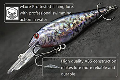 Minnow Crankbait for Bass Fishing Bass Lure Jerkbait Fishing Lures and Tackle Box - color: HC187KB