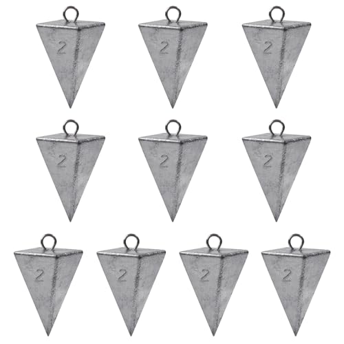 Pyramid Sinkers Fishing Weights, Saltwater Surf Fishing Sinkers Triangle Fishing Weights for Ocean Saltwater Surf Fishing Gear Tackle 1oz 2oz 3oz 4oz 5oz 6oz 8oz - color: 2oz - 10pcs