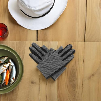 Toddmomy Fingerless Sun Protection Fishing Gloves for Men, Breathable Mesh Non-Slip Driving and Cycling Gloves for Outdoor Sports and Crab Fishing