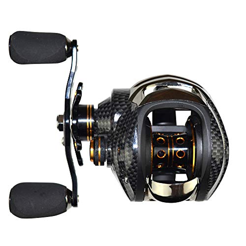 FISHDROPS Baitcasting Reels, 17+1BB Magnetic/Centrifugal Brake Systems Baitcaster Reel, High-Speed Gear Ratio 7.0 Ultra Smooth Low Profile Baitcast Fishing Reel - color: Dual Brake-Left Hand