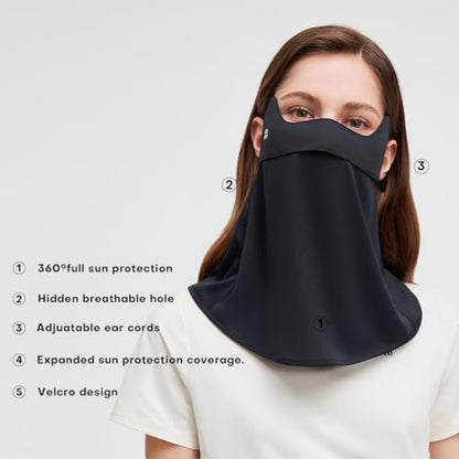 Sun UV Face Mask UPF 50+ Breathable Face Cover Scarf Cooling Neck Gaiter Outdoor Cycling Hiking SLF6M005T - color: Black