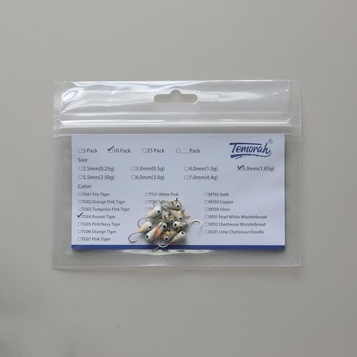 10 Pieces 3.0-6.0mm Teardrop Tungsten Ice Jig - color: TG04 Bronze Tiger Glow, size: TIJ02 4MM 10PCS