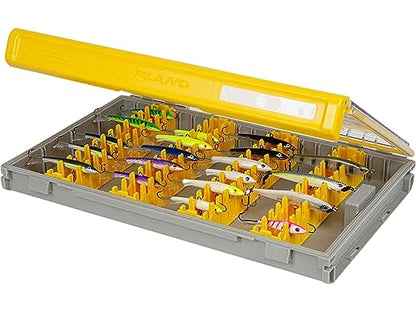 Plano Edge 3700 Vertical Jig & Spybait Box Tackle Storage, Gray and Yellow, Holds Up to 52 Vertical Baits, Rust-Resistant and Waterproof Bait Organizer Box - style: 3700 Standard V Jig Spy
