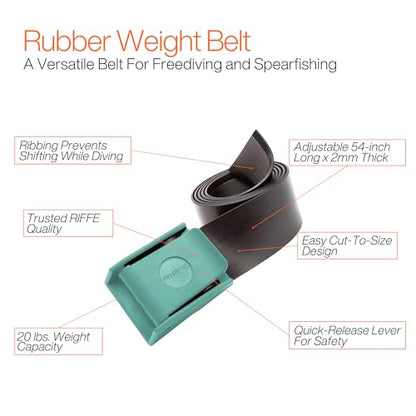 Riffe Rubber Weight Belt (Black) With Glass Filled Nylon Buckle, For Freediving and Spearfishing - Quick-Release Lever Ensures Safety On The Water, 54 Inch's Length - color: Black W/ Blue Buckle