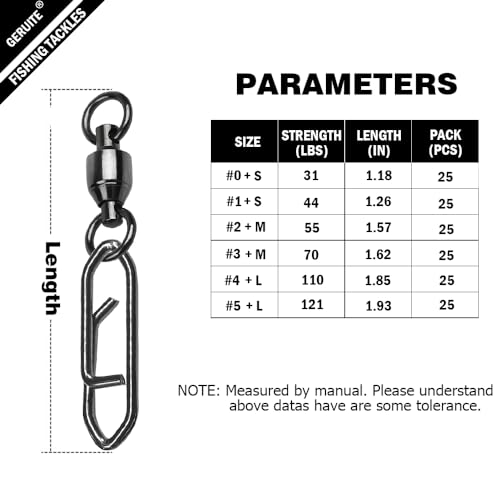 Snap Fishing Swivels Ball Bearing Swivel High Strength Fishing Swivels Saltwater Stainless Barrel Swivel for Freshwater - size: Size 1+S (44lb) 25 PCS