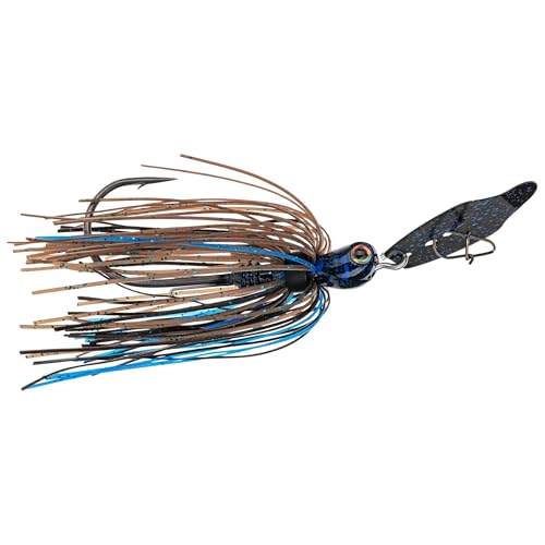 Strike King Thunder Cricket Fishing Lure, Vibrating Swim Jig, Silver Blade, 4/0 Jungle-Style Flipping Hook - color: Bruiser, size: 3/8 oz