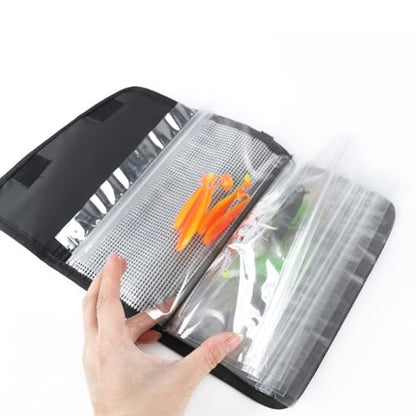 Operitacx Waterproof Fishing Bait Holder and Tackle Binder Bag Small Handheld Soft Lure Organizer with Sealed Storage for Outdoor Fishing Multi-function