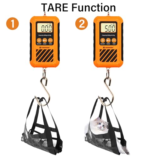 UNIWEIGH Digital Hanging Scale,Mini Crane Scale 300kg/660lb,Postal Luggage Scale with LCD Display,Portable Handheld and Large Hook,Deer Scale with Hold &Tare Function for Garage Farms Hunting Fishing
