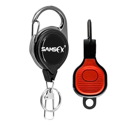 SAMSFX Fishing Nipper with Retractable Tether, Stainless Steel Blades that Cut Braid, Mono and Fluoro Lines, SNIP, Fishing Line Cutters (Red) - color: Red
