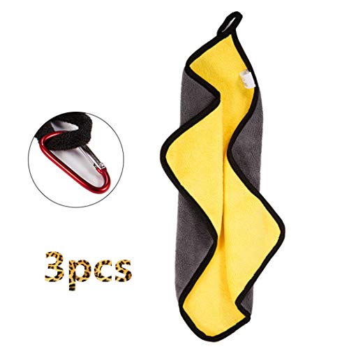 Toasis Soft Microfiber Towels with Carabiner Clip for Fishing Hiking Camping Pack of 3 (Yellow) - color: Yellow