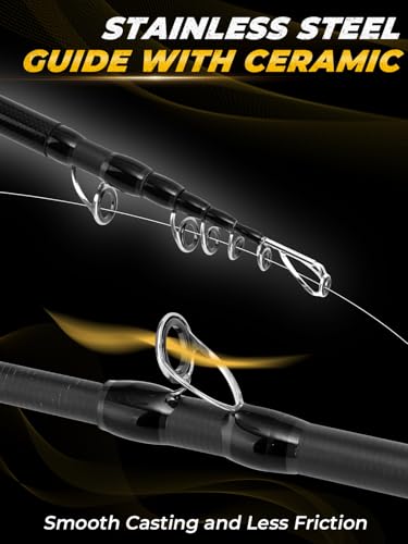 Jenseits 7FT Fishing Rod, 24T Carbon Fiber Telescopic & 4-Piece Travel Rod, Spin and Cast Options, Stainless Steel Guides with Ceramic Inserts, for Bass, Trout, Catfish, Freshwater & Inshore Fishing - size: Cast-7ft-Medium Heavy-Fast