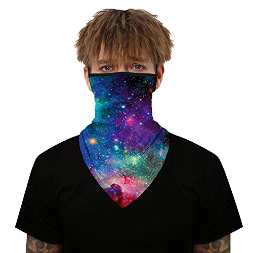YAYOUREL Neck Gaiter Face Mask Bandanas for Men Women UV Face Scarf Cover Ear Loop Hole Facemask for Fishing Running Cycling - color: Red Green Blue