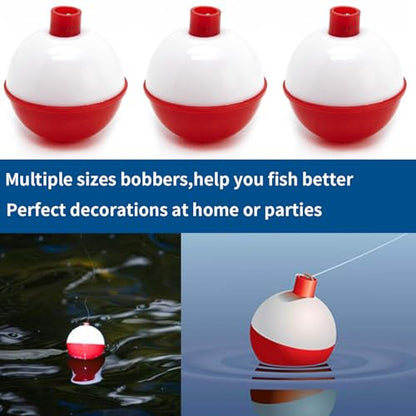 Surf turtle 20 Pcs 20mm Fishing Bobbers, Red White Snap-On Push Button Buoy Floats, Lightweight Fishing Tackle Accessories