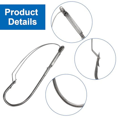 Weedless Wacky Rig Hooks - Super Strong Bass Fishing Hooks with Wire Guard, Sharp High Carbon Steel Metal Hooks for Freshwater & Saltwater - size: 2/0
